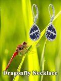 wholesale 925 Sterling Silver Dragonfly Blue Stone Drop Dangle Leverback Earrings-0-5