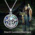 wholesale 925 Sterling Silver Abalone Shell Triple Moon Goddess Pendant Necklace for Women-0-4