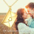 wholesale 10K Gold Letter with Heart Cutout Pendant Necklace s for Women and Girls-0-5