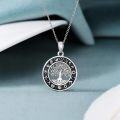 wholesale 925 Sterling Silver Round Tree of Life Pendant Necklace with Symbols and Chain for Women-0-2