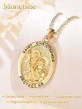 wholesale Gold-Plated 925 Sterling Silver St Christopher Medal Necklace with Protect Us Inscription and 18+2 inch Chain - Religious Gift for Women-0-3