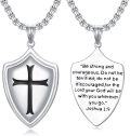 wholesale 925 Sterling Silver  Knight's Templar Cross Joshua 1:9 Shield Pendant Necklace-0-0