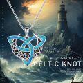 wholesale 925 Sterling Silver Blue Opal Celtic Knot Pendant Necklace for Women-0-4