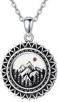 wholesale 925 Sterling Silver Mustard Seed Mountain Sun Masonic Compass Pendant Necklace for Women and Men-0-0