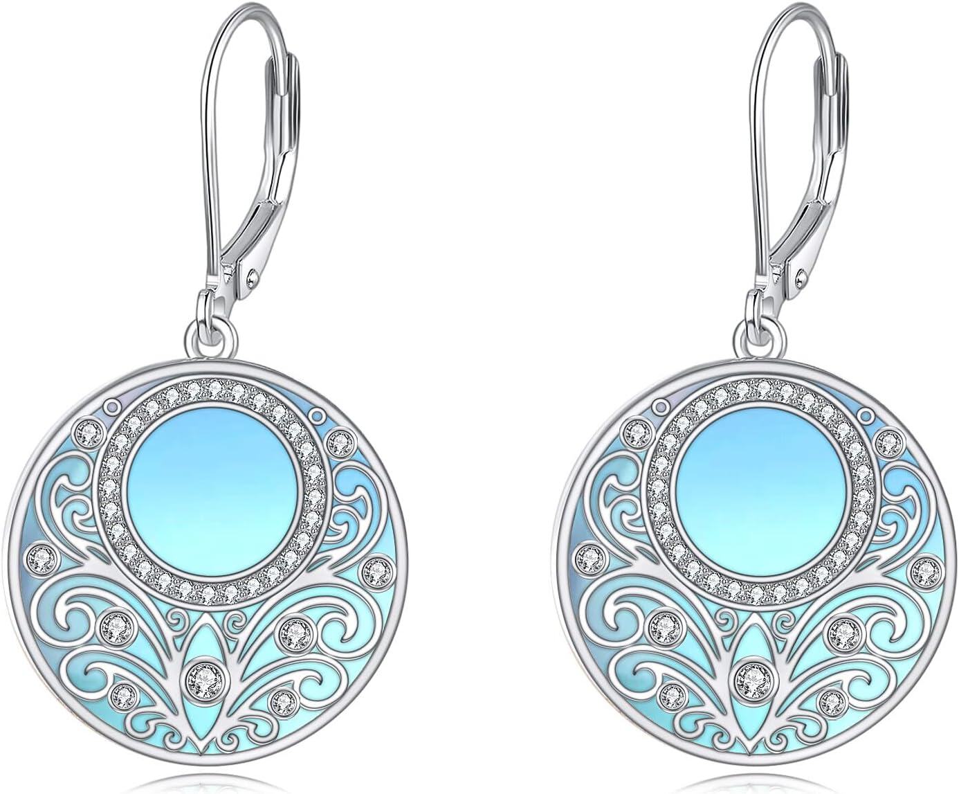 Sterling Silver Celtic Teardrop Filigree Earrings Jewelry Gifts for Women-Moonstone earrings