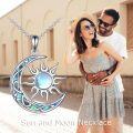 wholesale Sterling Silver Sun Moon Necklace w Blue Opal White Opal Abalone Labradorite Moonstone Gift for Teen Girls-0-17