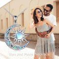 wholesale 925 Sterling Silver Sun & Moon Pendant with Blue and White Opals Labradorite Stone - Perfect Gift for Teenage Girls-0-17