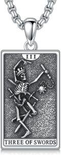 wholesale 925 Sterling Silver 925 Three of Swords Tarot Pendant Necklace for Men & Women Gift-0-0
