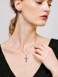 wholesale 925 Sterling Silver Abalone Shell Floral Cross Pendant Necklace for Women-0-4