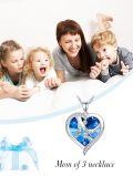 wholesale TOUPOP Gifts For Mom 925 Sterling Silver Mother And Daughters/sons Hands Necklace Blue Heart Crystal Jewelry Mothers Day Birthday Gifts For Women -0-2