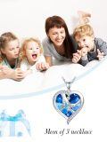 TOUPOP Sterling Silver Blue Crystal Mother And Children Hands Heart Necklace-0-2