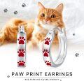 wholesale 925 Sterling Silver Red Paw Print Hoop Earrings s for Women-0-5