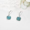 wholesale 925 Sterling Silver Drop Earrings Square Cut Blue Flash Labradorite Platinum Plated-0-6