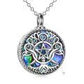 wholesale 925 Sterling Silver Opal Triple Moon Goddess Pentagram Pendant Necklace-0-0
