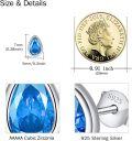 wholesale 925 Sterling Silver Blue Crystal Teardrop Stud Earrings for Women -0-5