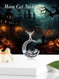 wholesale 925 Sterling Silver Bat Crescent Moon Luminous Stone Pendant Necklace-0-5