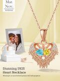 wholesale 925 Sterling Silver Blue Yellow Heart Wing Pendant Necklace With Cz Crystals-0-2