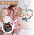 wholesale 18K White Gold Plated Silver & Moissanite 100 Languages I Love You Projection Heart Necklace for Mom, Engraved to the Moon and Back-0-4