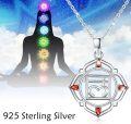 wholesale 925 Sterling Silver Heart Chakra Healing Stone Pendant Necklace for Women-0-1