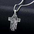 wholesale 925 Sterling Silver Guardian Angel Cross Pendant Necklace Religious Protection Charm Jewelry for Men-0-2