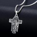 wholesale 925 Sterling Silver Guardian Angel Cross Pendant Necklace Religious Protection Charm Jewelry for Men-0-2