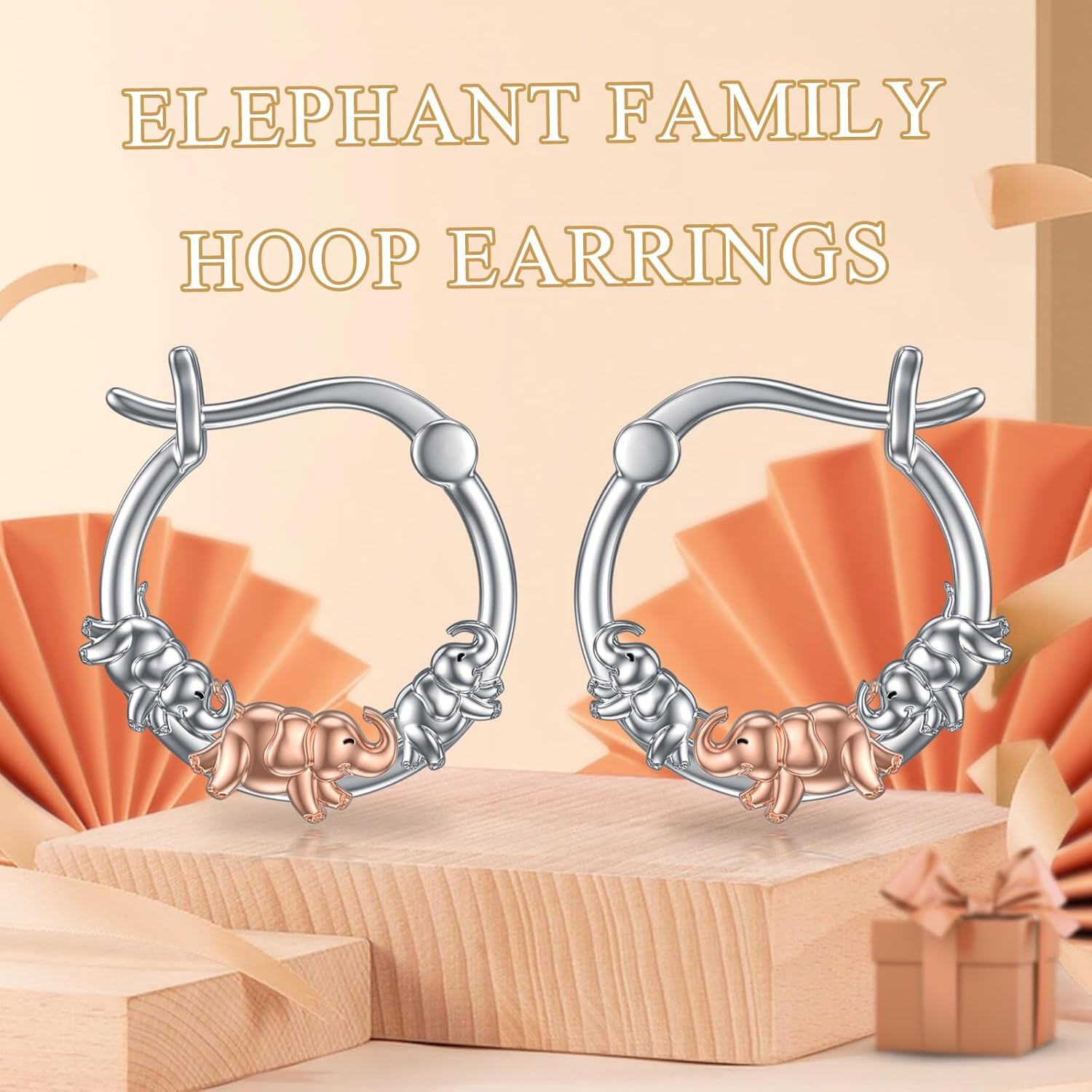 wholesale 925 Sterling Silver Elephant Hoop Earrings - Unique  for Women and Girls-0-5
