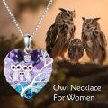 wholesale TOUPOP Owl Necklace For Women 925 Sterling Silver Crystal Owl Family Pendant Necklace Birthday Christmas Jewelry Gifts -0-1