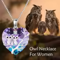 TOUPOP Sterling Silver Crystal Owl Family Pendant Necklace-0-1