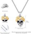wholesale 925 Sterling Silver Sunflower Skull Pendant Gothic Halloween Necklace for Women and Men-0-3