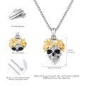 wholesale 925 Sterling Silver Sunflower Skull Pendant Gothic Halloween Necklace for Women and Men-0-3