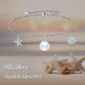 wholesale 925 Sterling Silver Starfish Shell Pearl Adjustable Charm Bracelet Gift for Mom-0-1