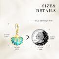 wholesale 925 Sterling Silver Plated Gold  Blue Enamel Scallop Shell Leverback Earrings-0-4