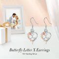 wholesale TOUPOP Rose Heart Earrings For Women Sterling Silver Butterfly Initial X Letter Drop Dangle Earrings Anniversary Birthday Christmas Jewelry Gifts For Her Wife Girlfriend Mom -0-2