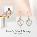 TOUPOP Sterling Silver Rose Heart Butterfly Initial X Letter Drop Dangle Earrings-0-2