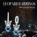wholesale 925 Sterling Silver Leopard Head Earrings With Blue Crystal Hoops And Zircon Accents-0-5