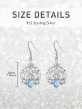 wholesale 925 Sterling Silver Blue Moonstone Filigree Hook Earrings for Women-0-3