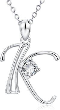 wholesale 925 Sterling Silver 26 Alphabet Pendant Necklace Jewelry-Letter K