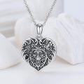 wholesale 925 Sterling Silver Wolf Head in Heart Shape Cremation Jewelry Keepsake Pendant Necklace with Funnel and Filler Tool Set-0-1