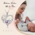 TOUPOP 14K Gold & Zircon Heart Necklace, Mother's Birthstone Jewelry Gift-0-1