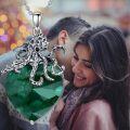 wholesale 925 Sterling Silver Heart-Shaped Green Blue Crystal Octopus Pendant Necklace Jewelry-0-2