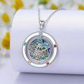 wholesale 925 Sterling Silver Pentagram with Abalone Shell and Gemstones Round Pendant Necklace for Women-0-3