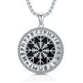 TOUPOP 925 Sterling Silver Zircon Norse Viking Necklace For Men Gifts-0-0
