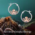 wholesale 925 Sterling Silver Octopus Hoop Earrings - Cute Sea Life  for Women-0-5