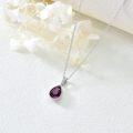 wholesale 925 Sterling Silver Purple Garnet & Cubic Zirconia Pear Drop Pendant Necklace for Women's Gifts-0-5