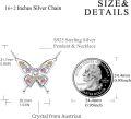 wholesale 925 Sterling Silver Butterfly Pink Yellow Crystal Ribbon Pendant Necklace for Cancer Survivors-0-1