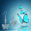 wholesale 925 Sterling Silver Turquoise Butterfly Drop Earrings with Beads and Chain for Women Girls  4cm Length-0-1