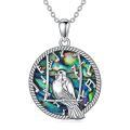 wholesale 925 Sterling Silver Musical Bird Pendant Necklace with Abalone Shell Inlay-0-0
