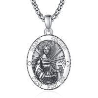 wholesale 925 Sterling Silver Patron Saint Medal Amulet Necklace for Men 2 5mm 22 +2 Chain-A47-Saint Cecilia