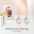 TOUPOP Sterling Silver Rose Heart Butterfly Initial Z Letter Drop Dangle Earrings-0-2