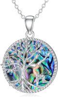 wholesale 925 Sterling Silver & Abalone Gymnastics Tree of Life Necklace for Women, 20mm Pendant, Strength Jewelry Gift for Mom, Wife, Athlete-0-0